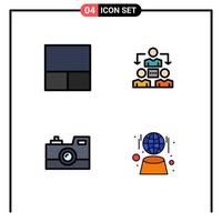 4 Creative Icons Modern Signs and Symbols of grid retro camera meeting antique camera digital Editable Vector Design Elements