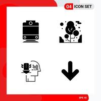 Creative Set of 4 Universal Glyph Icons isolated on White Background vector