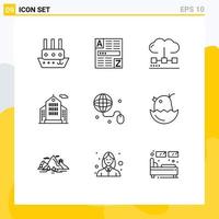 Pack of 9 creative Outlines of internet corporation cloud business optimization Editable Vector Design Elements