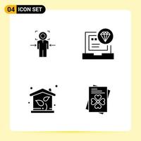 4 Creative Icons for Modern website design and responsive mobile apps 4 Glyph Symbols Signs on White Background 4 Icon Pack vector