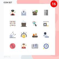 Set of 16 Modern UI Icons Symbols Signs for fridge appliances spam shield insurance Editable Pack of Creative Vector Design Elements