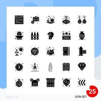 Modern Pack of 25 Icons Solid Glyph Symbols isolated on White Backgound for Website designing vector