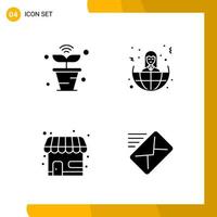 4 Icon Set Solid Style Icon Pack Glyph Symbols isolated on White Backgound for Responsive Website Designing vector