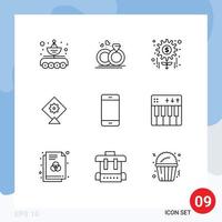 Modern Set of 9 Outlines and symbols such as gadget computers love festival tasks Editable Vector Design Elements