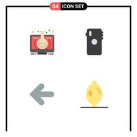 4 Thematic Vector Flat Icons and Editable Symbols of elearning camera monitor smart phone arrows Editable Vector Design Elements