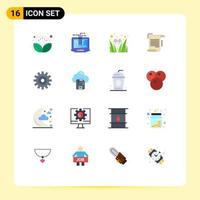 Modern Set of 16 Flat Colors and symbols such as gear paper egg note document Editable Pack of Creative Vector Design Elements