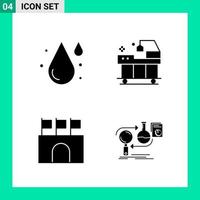 Pack of 4 Solid Style Icon Set Glyph Symbols for print Creative Signs Isolated on White Background 4 Icon Set vector