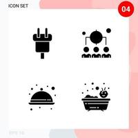 Vector Pack of 4 Icons in Solid Style Creative Glyph Pack isolated on White Background for Web and Mobile