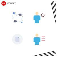 Pack of 4 Modern Flat Icons Signs and Symbols for Web Print Media such as cable document usb human basic Editable Vector Design Elements