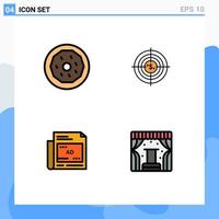 Set of 4 Modern UI Icons Symbols Signs for dessert funds snack business money Editable Vector Design Elements