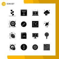 16 Icon Set Solid Style Icon Pack Glyph Symbols isolated on White Backgound for Responsive Website Designing vector