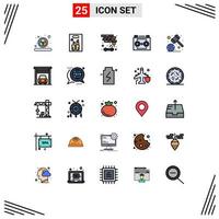 Set of 25 Modern UI Icons Symbols Signs for laws sound recording breaker digital recording audio tape Editable Vector Design Elements