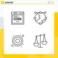 colección de 4 iconos de línea universal conjunto de iconos para web y móvil vector