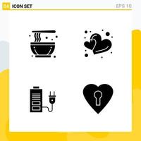 Collection of 4 Universal Solid Icons Icon Set for Web and Mobile vector