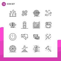 paquete de conjunto de iconos de contorno de 16 iconos de línea aislados en fondo blanco para aplicaciones móviles y de impresión de diseño de sitios web receptivos vector