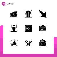 9 Thematic Vector Solid Glyphs and Editable Symbols of electrical left eid arrow user Editable Vector Design Elements