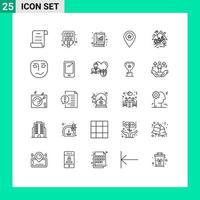 Universal Icon Symbols Group of 25 Modern Lines of rocks marker analytic map star Editable Vector Design Elements