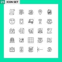 Universal Icon Symbols Group of 25 Modern Lines of rocks marker analytic map star Editable Vector Design Elements