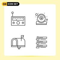 4 Creative Icons for Modern website design and responsive mobile apps 4 Outline Symbols Signs on White Background 4 Icon Pack vector