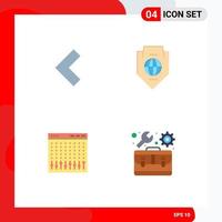 Group of 4 Flat Icons Signs and Symbols for arrow control access globe hardware Editable Vector Design Elements