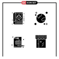 conjunto de 4 iconos de estilo sólido para web y símbolos de glifos móviles para imprimir signos de iconos sólidos aislados en fondo blanco vector