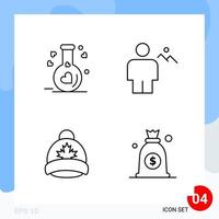 Modern Pack of 4 Icons Line Outline Symbols isolated on White Backgound for Website designing vector