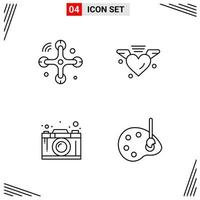 4 Icons Line Style Grid Based Creative Outline Symbols for Website Design Simple Line Icon Signs Isolated on White Background 4 Icon Set vector