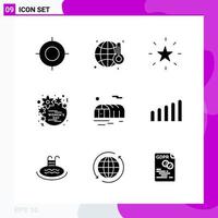 Solid Icon set Pack of 9 Glyph Icons isolated on White Background for Web Print and Mobile vector