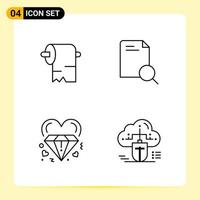 4 iconos creativos para el diseño moderno de sitios web y aplicaciones móviles receptivas 4 símbolos de contorno signos sobre fondo blanco paquete de 4 iconos vector