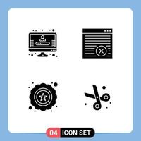 Stock Vector Icon Pack of 4 Line Signs and Symbols for account seo browser webpage cut Editable Vector Design Elements