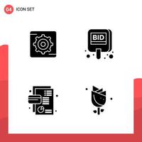 Pack of 4 Universal Glyph Icons for Print Media on White Background vector