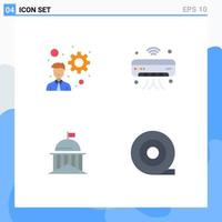 Group of 4 Modern Flat Icons Set for developer flag ac iot ireland Editable Vector Design Elements