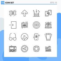 Modern 16 Line style icons Outline Symbols for general use Creative Line Icon Sign Isolated on White Background 16 Icons Pack vector