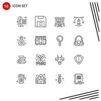 Stock Vector Icon Pack of 16 Line Signs and Symbols for education pencil gadget pen chart Editable Vector Design Elements