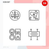 Vector Pack of 4 Icons in Line Style Creative Outline Pack isolated on White Background for Web and Mobile