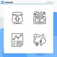 Modern 4 Line style icons Outline Symbols for general use Creative Line Icon Sign Isolated on White Background 4 Icons Pack vector