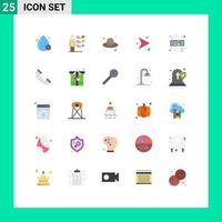 Pictogram Set of 25 Simple Flat Colors of keyboard input hat right direction Editable Vector Design Elements