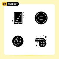 4 Creative Icons for Modern website design and responsive mobile apps 4 Glyph Symbols Signs on White Background 4 Icon Pack vector