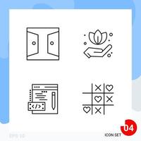 Modern Pack of 4 Icons Line Outline Symbols isolated on White Backgound for Website designing vector