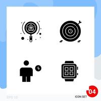 Modern Pack of 4 Icons Solid Glyph Symbols isolated on White Backgound for Website designing vector