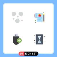 conjunto moderno de 4 iconos y símbolos planos, como equipos de granizo, documentos, acuerdos, hardware, elementos de diseño vectorial editables vector