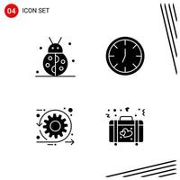 Collection of 4 Vector Icons in solid style Pixle Perfect Glyph Symbols for Web and Mobile Solid Icon Signs on White Background 4 Icons