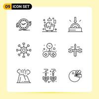 9 Creative Icons for Modern website design and responsive mobile apps 9 Outline Symbols Signs on White Background 9 Icon Pack vector