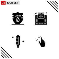 Pixle Perfect Set of 4 Solid Icons Glyph Icon Set for Webite Designing and Mobile Applications Interface vector