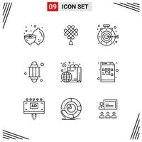 9 Icons Line Style Grid Based Creative Outline Symbols for Website Design Simple Line Icon Signs Isolated on White Background 9 Icon Set vector