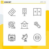 colección de 9 iconos de línea universal conjunto de iconos para web y móvil vector