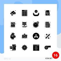 Set of 16 Modern UI Icons Symbols Signs for electronic data new computer contract Editable Vector Design Elements