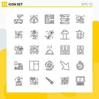 Collection of 25 Universal Line Icons Icon Set for Web and Mobile vector