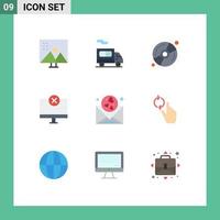 9 Universal Flat Color Signs Symbols of love monitor disk hardware devices Editable Vector Design Elements