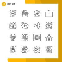 16 Icon Set Line Style Icon Pack Outline Symbols isolated on White Backgound for Responsive Website Designing vector